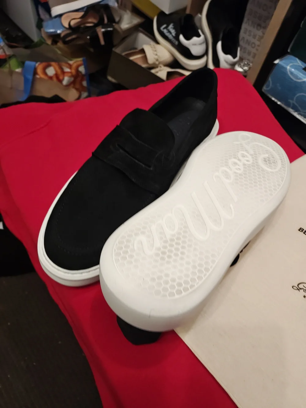 Good Man Brand Black Slip-On Loafers with White Sole Size 11